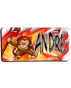 B032 Personalized Airbrush Devil Monkey License Plate Tag Design Yours