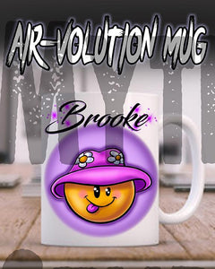 B037 Personalized Airbrush Smiley Emoji Ceramic Coffee Mug Design Yours