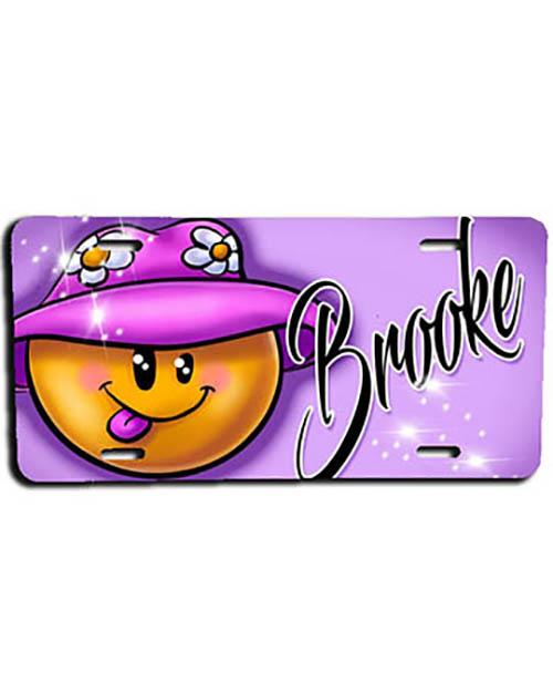 B037 Personalized Airbrush Smiley Emoji License Plate Tag Design Yours