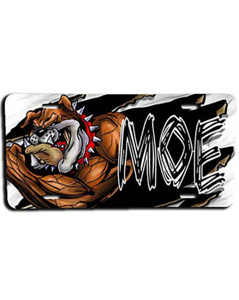 B045 Personalized Airbrush Muscle Bulldog License Plate Tag Design Yours