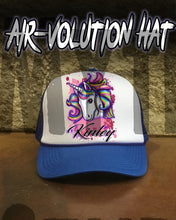 B142 Personalized Airbrush Unicorn Snapback Trucker Hat Design Yours