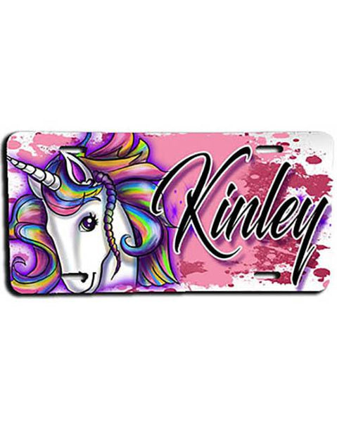 B142 Personalized Airbrush Unicorn License Plate Tag Design Yours