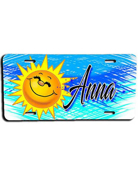 B146 Personalized Airbrush Sunshine Face License Plate Tag Design Yours