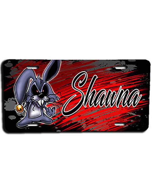 B174 Personalized Airbrush Evil Rabbit License Plate Tag Design Yours