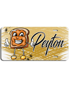 B234 Digitally Airbrush Painted Personalized Custom Peanut Butter Sandwich   Auto License Plate Tag