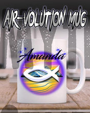 E001 Personalized Airbrush Jesus Fish Landscape Ceramic Coffee Mug Design Yours
