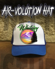 E003 Personalized Airbrush Mountain Landscape Snapback Trucker Hat Design Yours