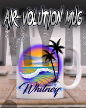 E004 Personalized Airbrush Beach Scene Ceramic Coffee Mug Design Yours