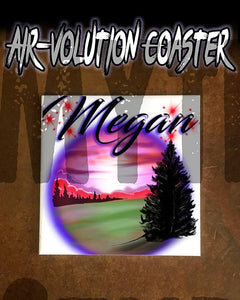 E007 Personalized Airbrush Mountain Landscape Ceramic Coaster Design Yours