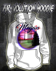 E007 custom personalized airbrush Sunset Mountain Scene Hoodie Sweatshirt Landscape Design Yours