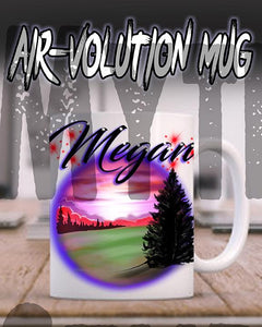 E007 Personalized Airbrush Mountain Landscape Ceramic Coffee Mug Design Yours