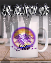 E010 Personalized Airbrush Mountain Scene Ceramic Coffee Mug Design Yours
