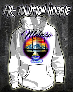 E011 custom personalized airbrush Waterfall sunset Scene Hoodie Sweatshirt Design Yours