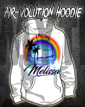 E012 custom personalized airbrush Rainbow Beach Water Scene Hoodie Sweatshirt Design Yours