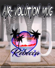 E018 Personalized Airbrush Heart Beach Landscape Ceramic Coffee Mug Design Yours