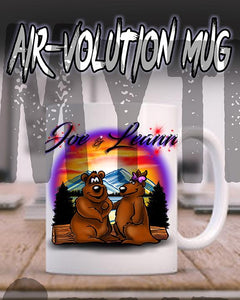 E020 Personalized Airbrush Hearts Mountain Landscape Ceramic Coffee Mug Design Yours