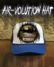 E021 Personalized Airbrush Urban city Graffiti Landscape Snapback Trucker Hat Design Yours