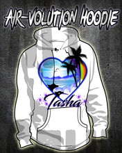 E024 Personalized Airbrush Dolphins Heart Landscape Hoodie Sweatshirt Design Yours