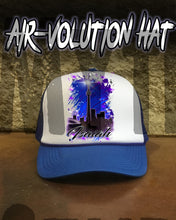 E033 Personalized Airbrush Urban City Scene Snapback Trucker Hat Design Yours