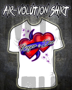 F001 Custom Airbrush Personalized Hearts and Ribbon T-Shirt Design Yours