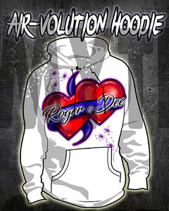 F001 Custom Airbrush Personalized Hearts and Ribbon Hoodie Sweatshirt Design Yours