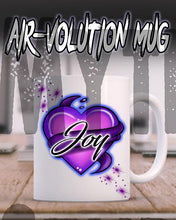 F002 Custom Airbrush Personalized Heart And Ribbon Ceramic Coffee Mug Design Yours