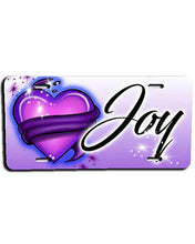 F002 Custom Airbrush Personalized Heart And Ribbon License Plate Tag Design Yours