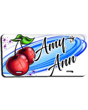 F003 Custom Airbrush Personalized Best Friend Cherries License Plate Tag Design Yours