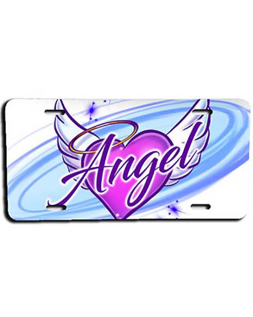 F006 Custom Airbrush Personalized Angel Wings License Plate Tag Design Yours