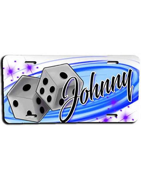 F008 Custom Airbrush Personalized Dice License Plate Tag Design Yours