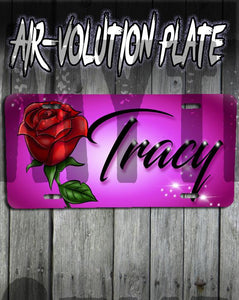 F014 Custom Airbrush Personalized Rose Flower License Plate Tag Design Yours