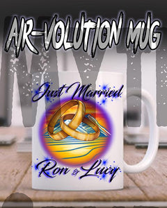 F015 Custom Airbrush Personalized Wedding Rings Ceramic Coffee Mug Design Yours