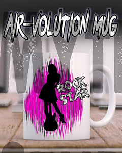 F017 Custom Airbrush Personalized Rock Star Ceramic Coffee Mug Design Yours