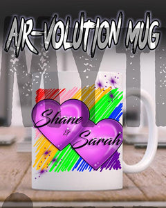 F023 Custom Airbrush Personalized Hearts Ceramic Coffee Mug Design Yours