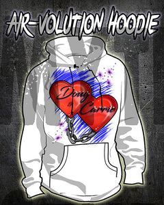 F024 Custom Airbrush Personalized Heart and Chain Hoodie Sweatshirt Design Yours