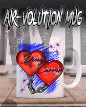 F024 Custom Airbrush Personalized Heart and Chain Ceramic Coffee Mug Design Yours