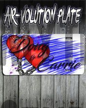 F024 Custom Airbrush Personalized Heart and Chain License Plate Tag Design Yours