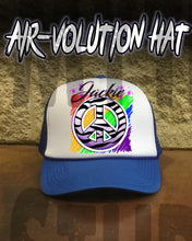 F026 Custom Airbrush Personalized Zebra Peace Sign Snapback Trucker Hat Design Yours