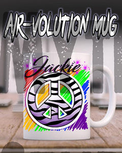 F026 Custom Airbrush Personalized Zebra Peace Sign Ceramic Coffee Mug Design Yours