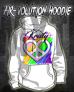 F027 Custom Airbrush Personalized Peace Heart Hoodie Sweatshirt Design Yours