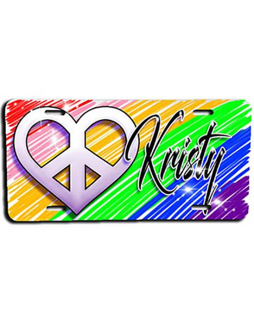 F027 Custom Airbrush Personalized Peace Heart License Plate Tag Design Yours