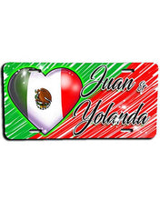 F031 Custom Airbrush Personalized Mexican Flag Heart License Plate Tag Design Yours