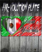 F031 Custom Airbrush Personalized Mexican Flag Heart License Plate Tag Design Yours