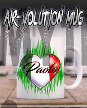 F032 Custom Airbrush Personalized Italian Flag Heart Ceramic Coffee Mug Design Yours