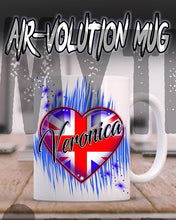 F033 Custom Airbrush Personalized British Flag Heart Ceramic Coffee Mug Design Yours