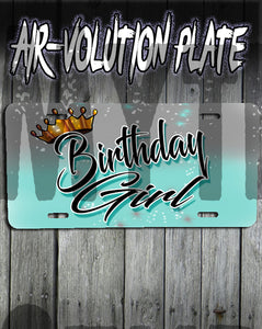 F038 Custom Airbrush Personalized Birthday Girl Crown License Plate Tag Design Yours