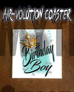 F042 Custom Airbrush Personalized Birthday Boy Ceramic Coaster Design Yours
