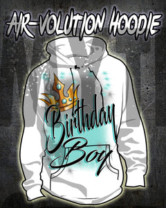 F041 Custom Airbrush Personalized Birthday Boy Crown Hoodie Sweatshirt Design Yours