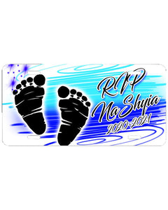 F046 Digitally Airbrush Painted Personalized Custom baby feet    Auto License Plate Tag