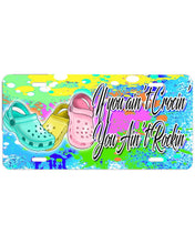 F054 Digitally Airbrush Painted Personalized Custom Croc Flip Flop    Auto License Plate Tag